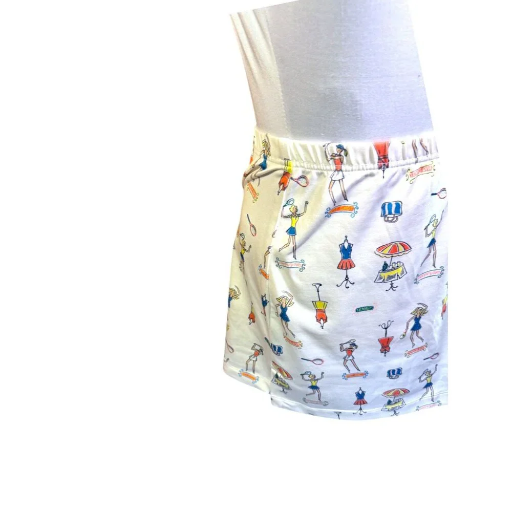 Tail Womens Tennis Skirt Colorful Cartoon Print Pull-On Elastic Waist - Picture 2 of 8